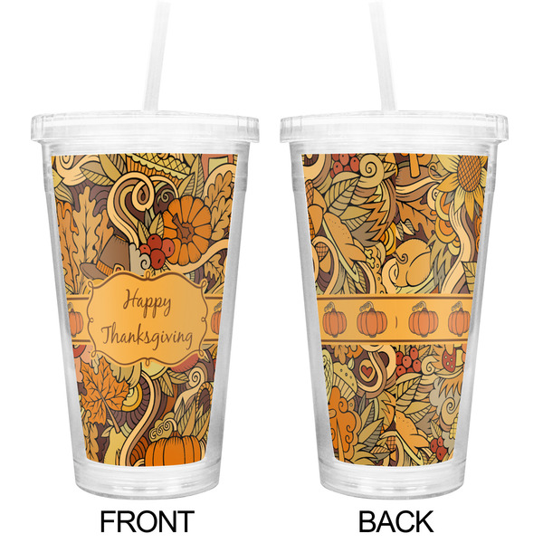 Thanksgiving Double Wall Tumbler with Straw - Approval