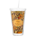 Thanksgiving Double Wall Tumbler with Straw (Personalized)