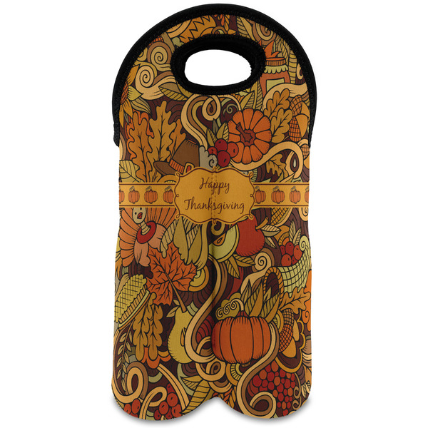 Custom Thanksgiving Wine Tote Bag (2 Bottles) (Personalized)