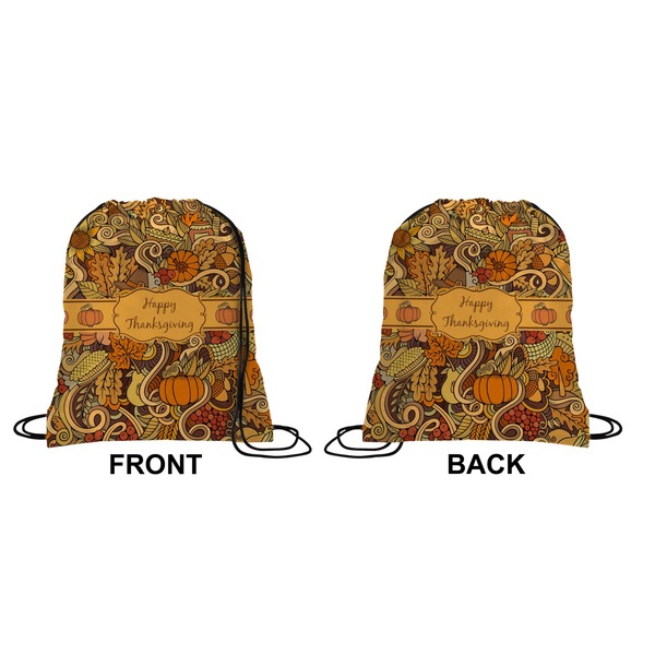 Thanksgiving Drawstring Backpack Front & Back Medium