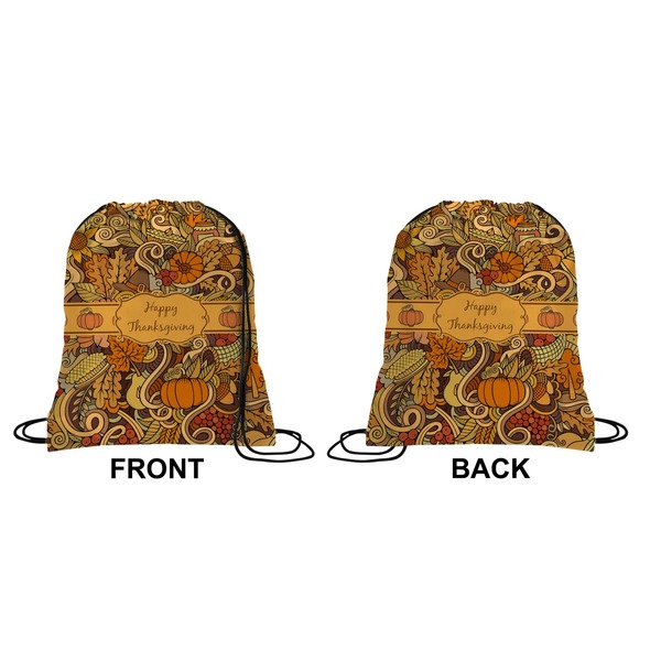 Thanksgiving Drawstring Backpack Front & Back Small