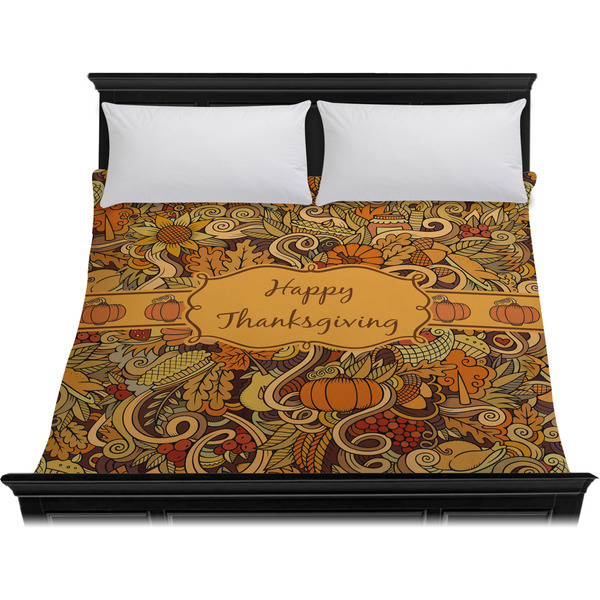 Thanksgiving Duvet Cover - King - On Bed - No Prop