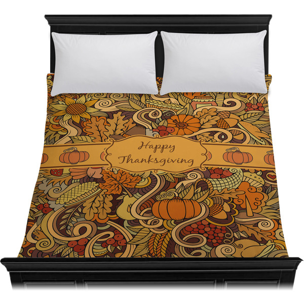 Thanksgiving Duvet Cover - Queen - On Bed - No Prop