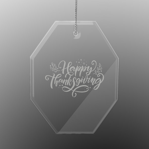 Thanksgiving Engraved Glass Ornaments - Octagon