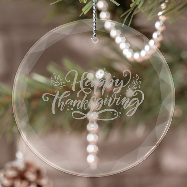 Custom Thanksgiving Engraved Glass Ornament