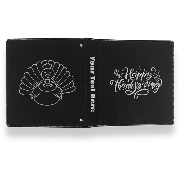 Thanksgiving Leather Binder - 1" - Black- Back Spine Front View