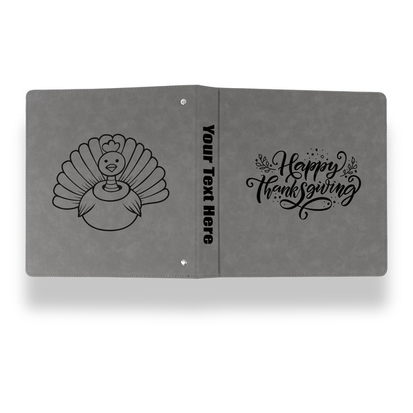 Thanksgiving Leather Binder - 1" - Grey - Back Spine Front View