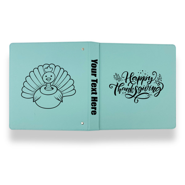 Thanksgiving Leather Binder - 1" - Teal - Back Spine Front View