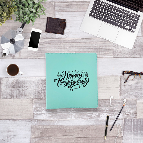 Thanksgiving Leather Binder - 1" - Teal - Lifestyle View