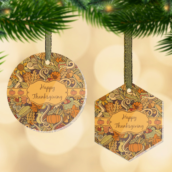 Custom Thanksgiving Flat Glass Ornament