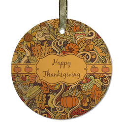 Thanksgiving Flat Glass Ornament - Round