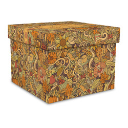 Thanksgiving Gift Box with Lid - Canvas Wrapped - Large