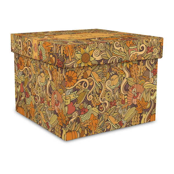 Custom Thanksgiving Gift Box with Lid - Canvas Wrapped - Large