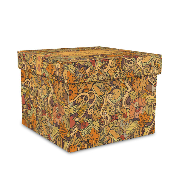 Custom Thanksgiving Gift Box with Lid - Canvas Wrapped - Medium