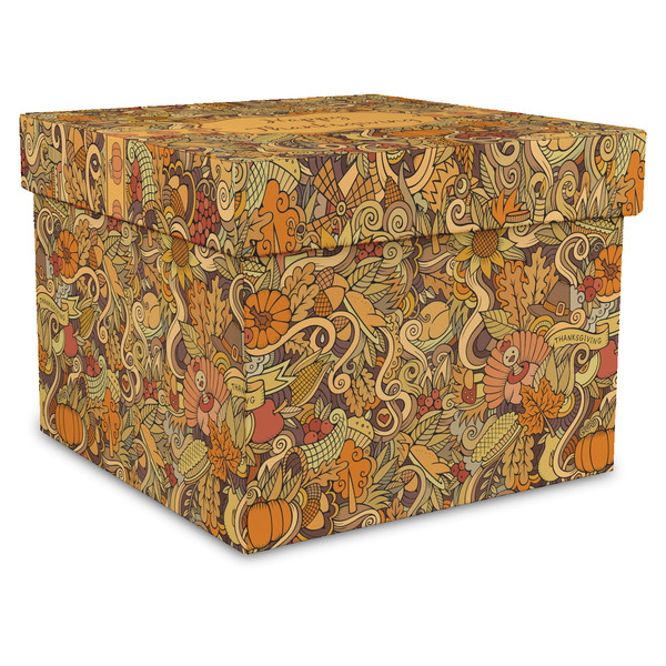 Custom Thanksgiving Gift Box with Lid - Canvas Wrapped - X-Large