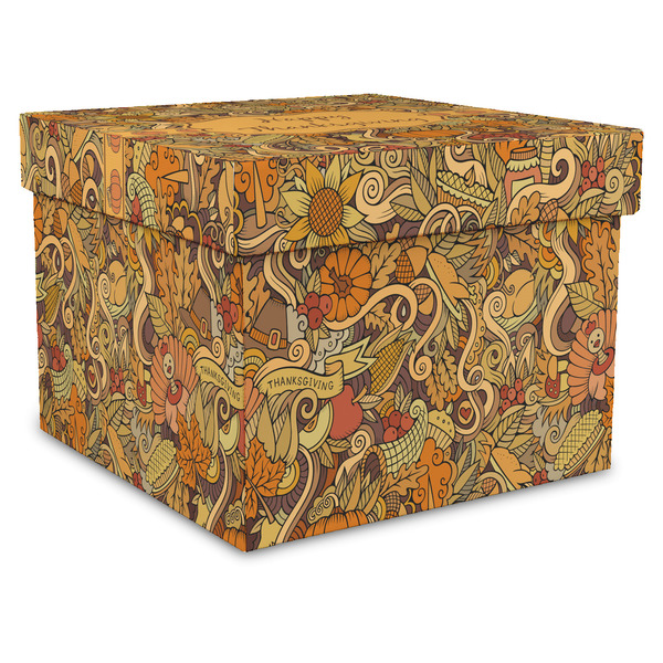 Custom Thanksgiving Gift Box with Lid - Canvas Wrapped - XX-Large