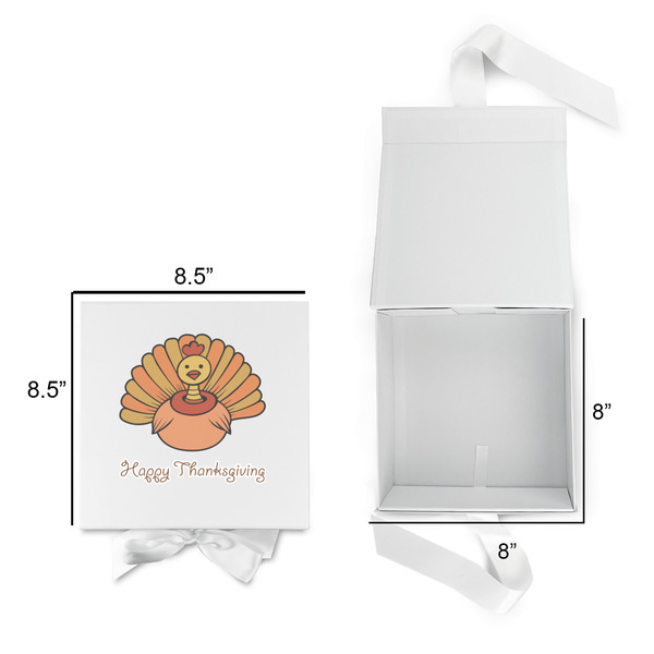 Thanksgiving Gift Boxes with Magnetic Lid - White - Open & Closed