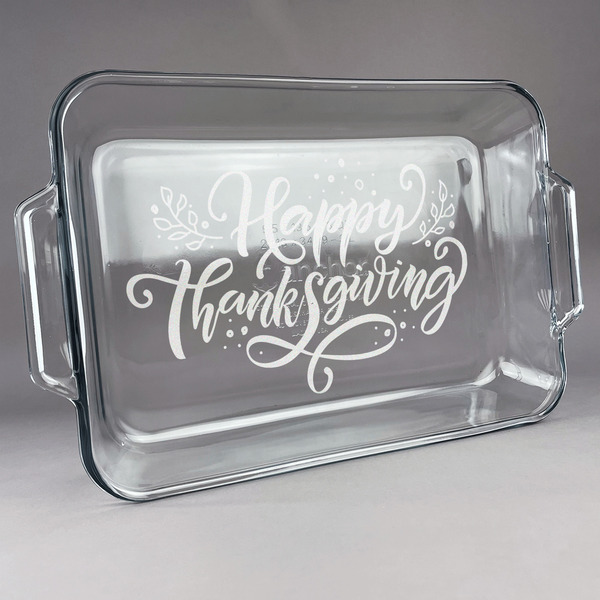 Custom Thanksgiving Glass Baking Dish with Truefit Lid - 13in x 9in