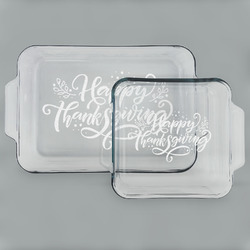 Thanksgiving Set of Glass Baking & Cake Dish - 13in x 9in & 8in x 8in