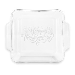 Thanksgiving Glass Cake Dish with Truefit Lid - 8in x 8in