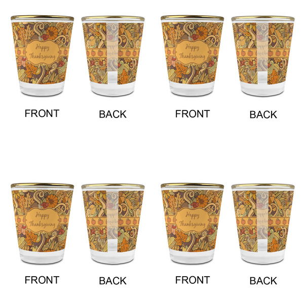 Thanksgiving Glass Shot Glass - with gold rim - Set of 4 - APPROVAL