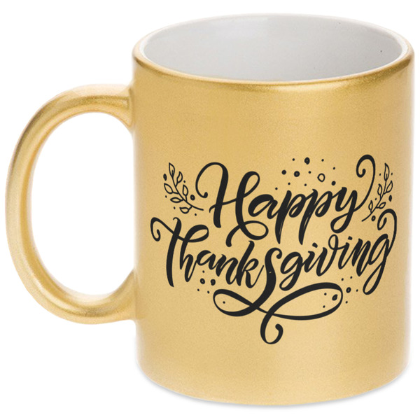 Custom Thanksgiving Metallic Gold Mug