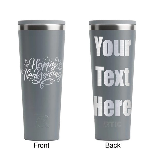 Thanksgiving Grey RTIC Everyday Tumbler - 28 oz. - Front and Back