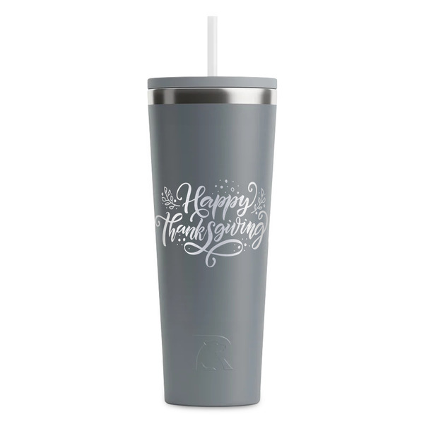 Custom Thanksgiving RTIC Everyday Tumbler with Straw - 28oz - Grey - Single-Sided