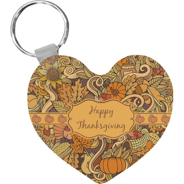 Custom Thanksgiving Heart Plastic Keychain