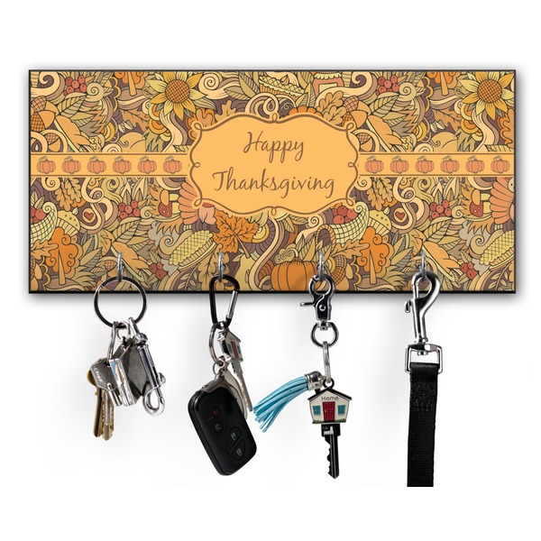 Custom Thanksgiving Key Hanger w/ 4 Hooks w/ Name or Text