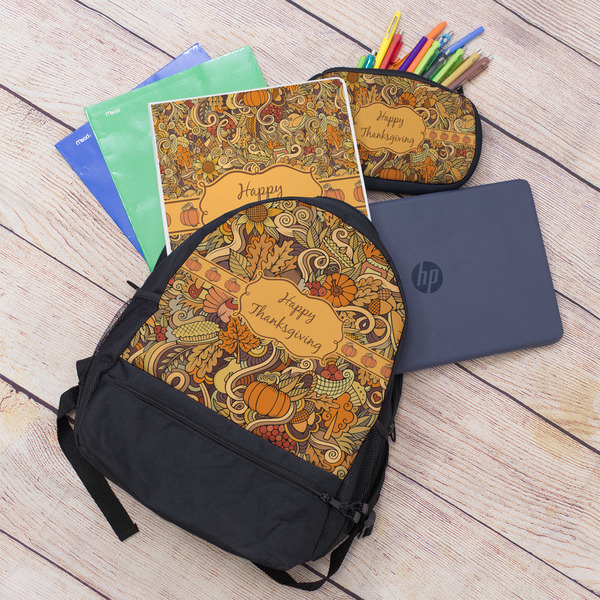 Thanksgiving Large Backpack - Black - With Stuff