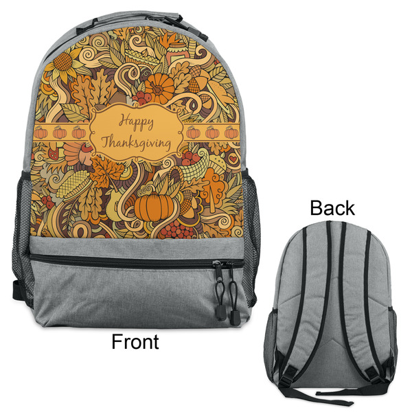 Thanksgiving Large Backpack - Gray - Front & Back View