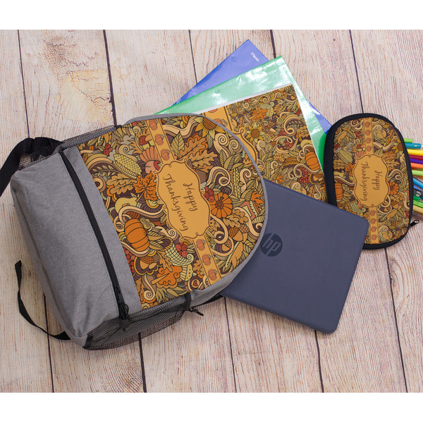 Thanksgiving Large Backpack - Gray - With Stuff
