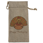 Thanksgiving Large Burlap Gift Bag - Front