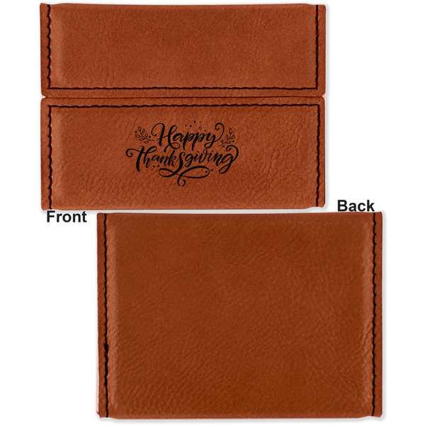 Thanksgiving Leather Business Card Holder Front Back Single Sided - Apvl