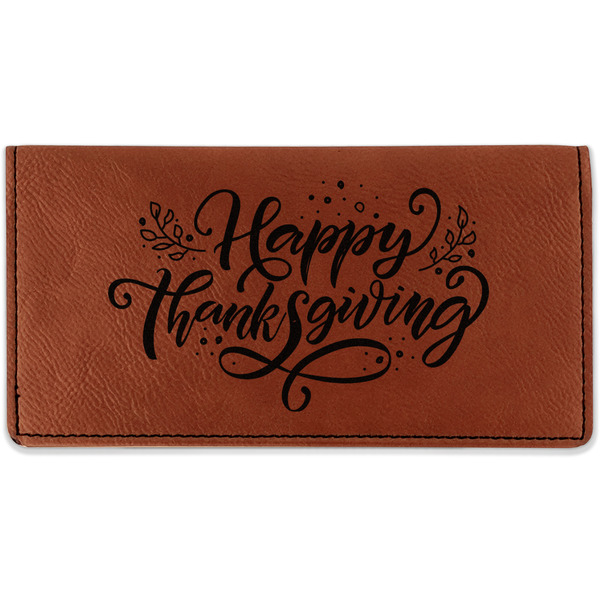 Custom Thanksgiving Leatherette Checkbook Holder - Double Sided