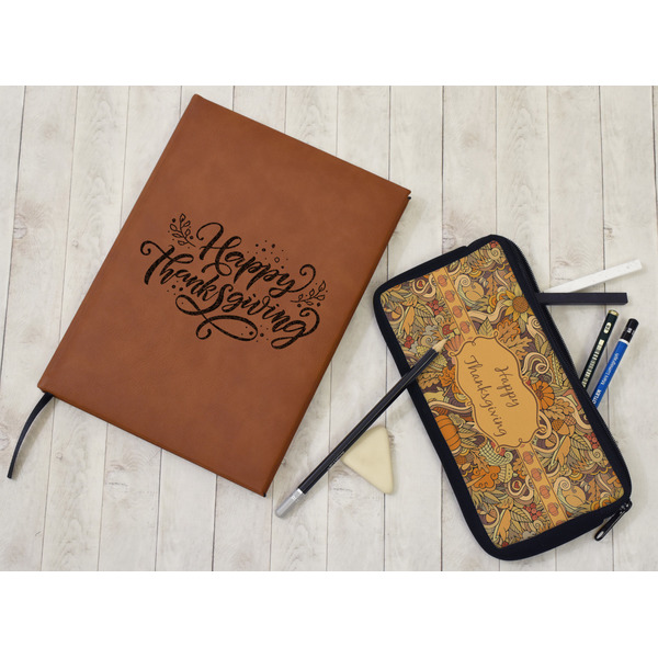 Thanksgiving Leather Sketchbook - Large - Double Sided - In Context