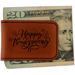 Thanksgiving Leatherette Magnetic Money Clip - Double Sided