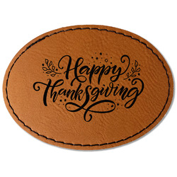 Thanksgiving Faux Leather Iron On Patch - Oval