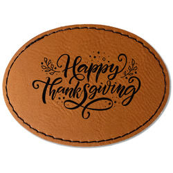 Thanksgiving Faux Leather Iron On Patch - Oval