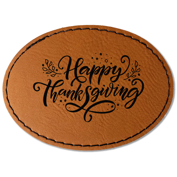 Custom Thanksgiving Faux Leather Iron On Patch - Oval