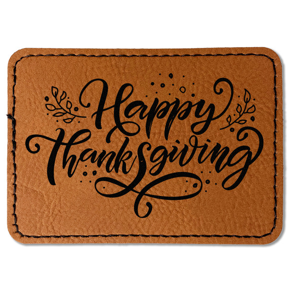 Custom Thanksgiving Faux Leather Iron On Patch - Rectangle