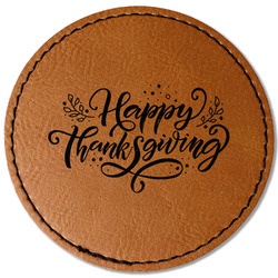Thanksgiving Faux Leather Iron On Patch - Round