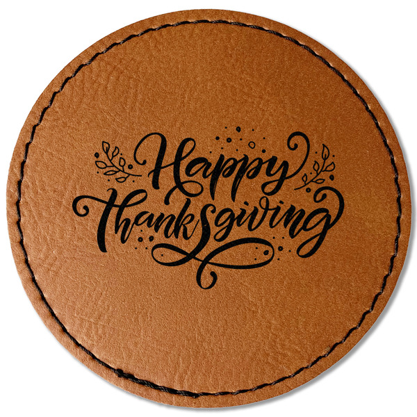 Custom Thanksgiving Faux Leather Iron On Patch - Round