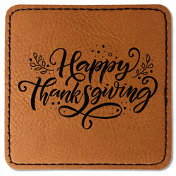 Thanksgiving Faux Leather Iron On Patch - Square