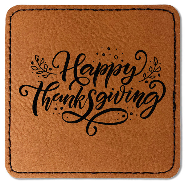 Custom Thanksgiving Faux Leather Iron On Patch - Square