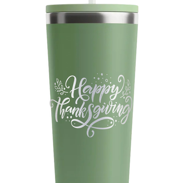 Thanksgiving Light Green RTIC Everyday Tumbler - 28 oz. - Close Up