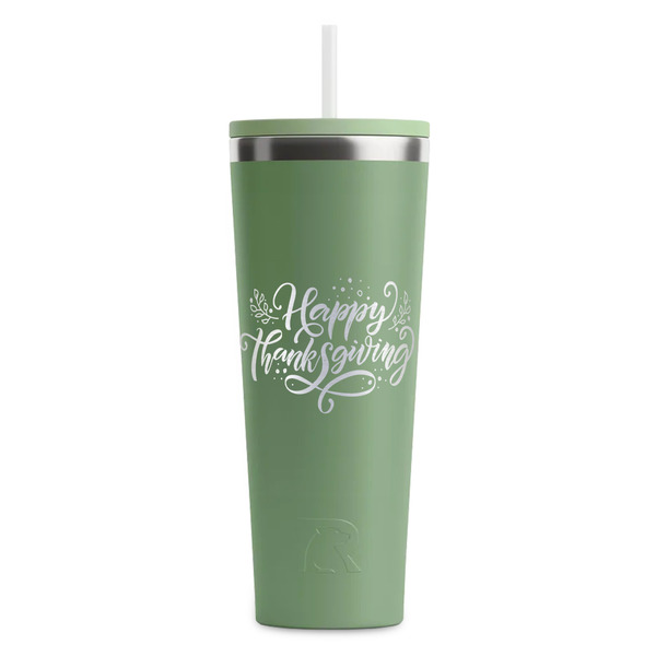 Custom Thanksgiving RTIC Everyday Tumbler with Straw - 28oz - Light Green - Double-Sided