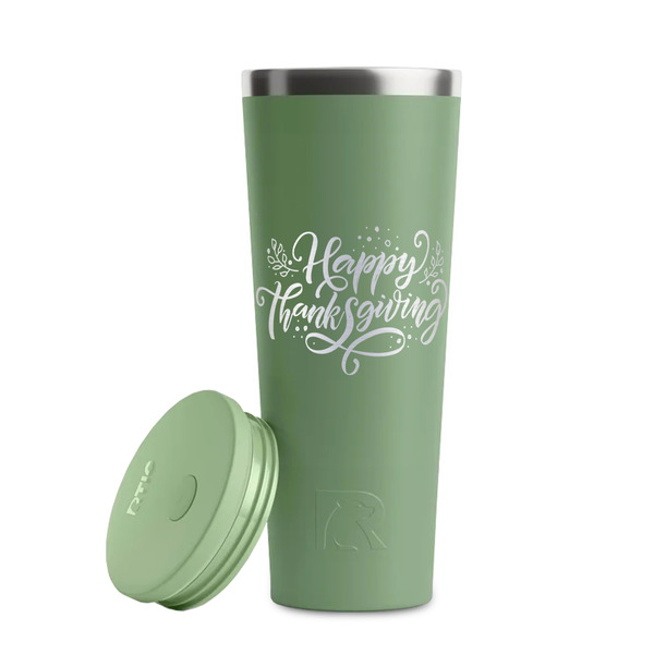 Thanksgiving Light Green RTIC Everyday Tumbler - 28 oz. - Lid Off