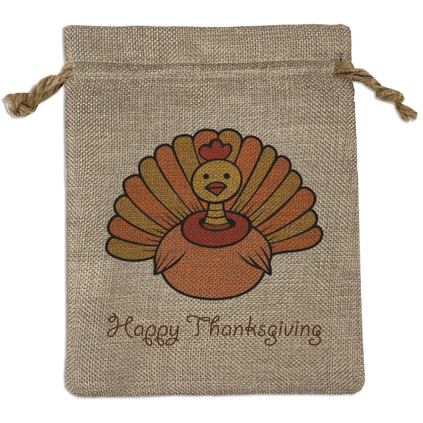 Custom Thanksgiving Medium Burlap Gift Bag - Front